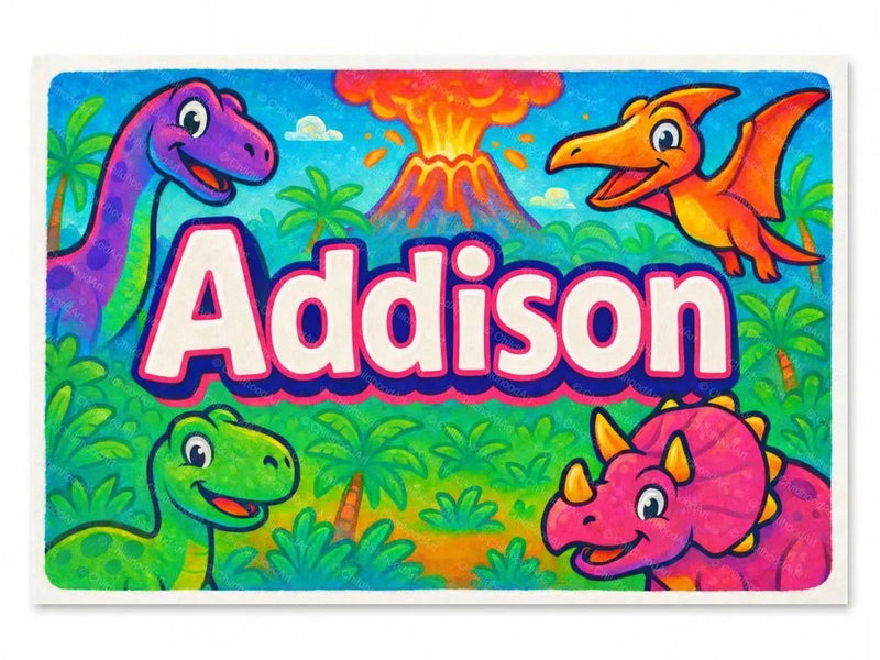 Addison Name Art - Dinosaur Adventure Personalized Wall Art