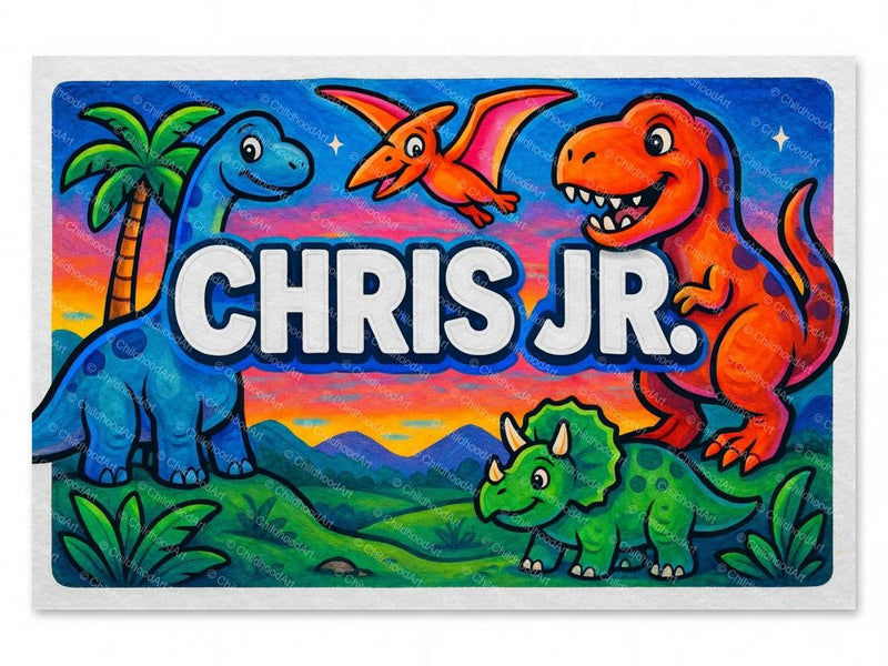 Chris Name Art - Dinosaur Adventure Personalized Wall Art