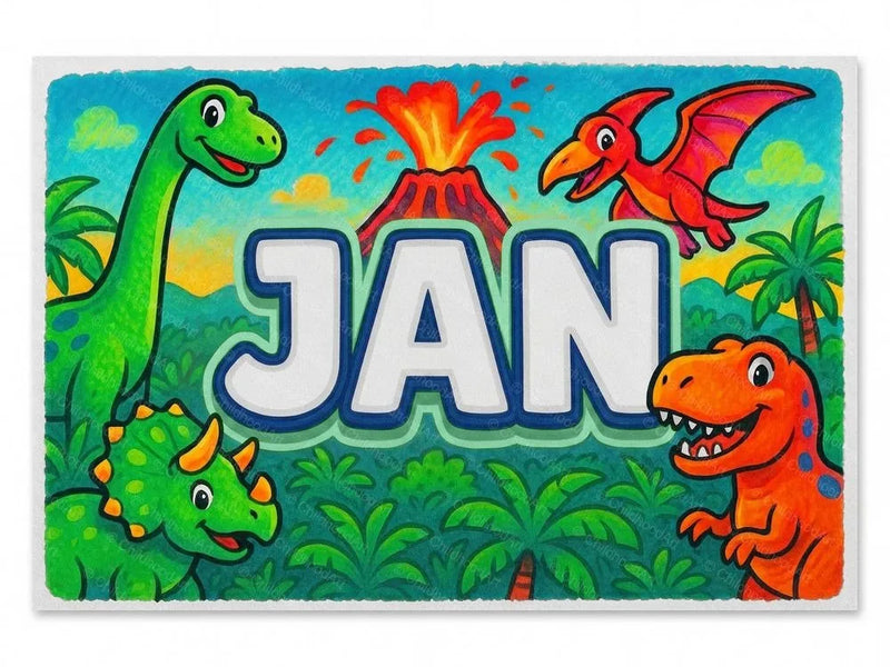 Jan Name Art - Dinosaur Adventure Personalized Wall Art