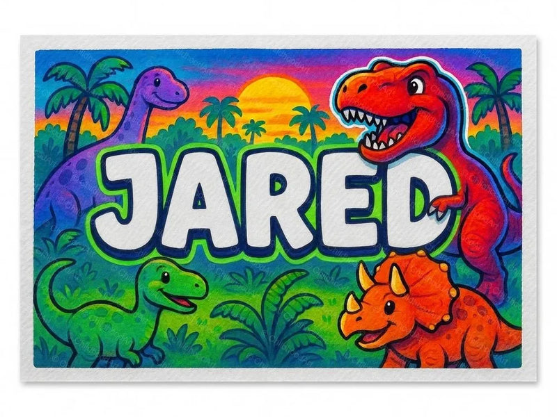 Jared Name Art - Dinosaur Adventure Personalized Wall Art