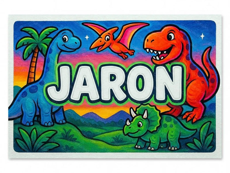 Jaron Name Art - Dinosaur Adventure Personalized Wall Art
