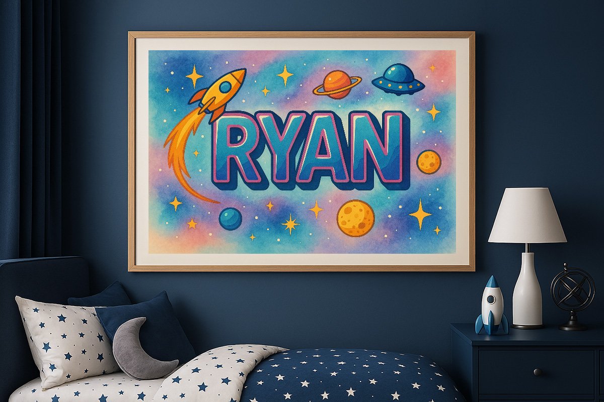Ryan Personalized Outer Space Art 2224