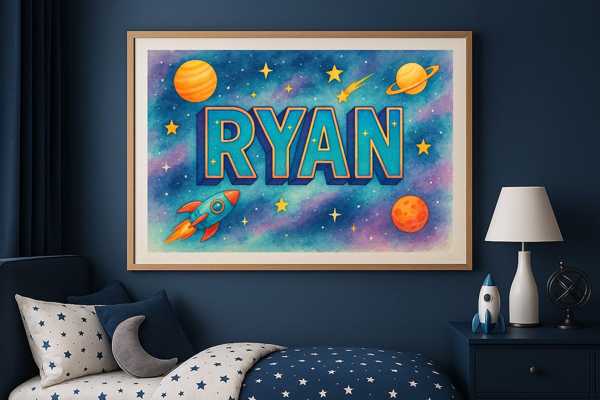 Ryan Personalized Outer Space Art 2226