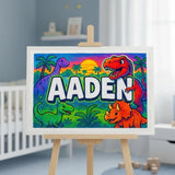 Aden Name Art - Dinosaur Adventure personalized wall print for kids