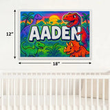 Aden Name Art - Dinosaur Adventure personalized wall print for kids