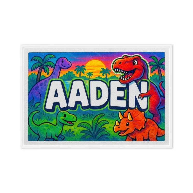 Aden Name Art - Dinosaur Adventure personalized wall print for kids