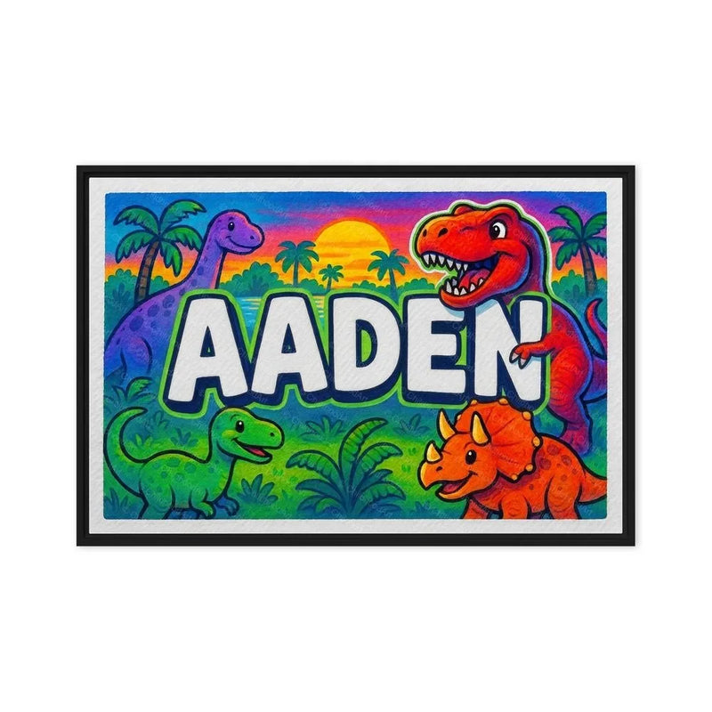 Aden Name Art - Dinosaur Adventure personalized wall print for kids