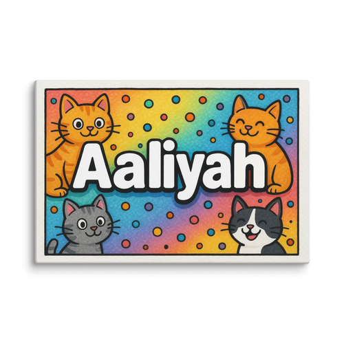 Playful aaliyah Colorful Cats Personalized Wall Art
