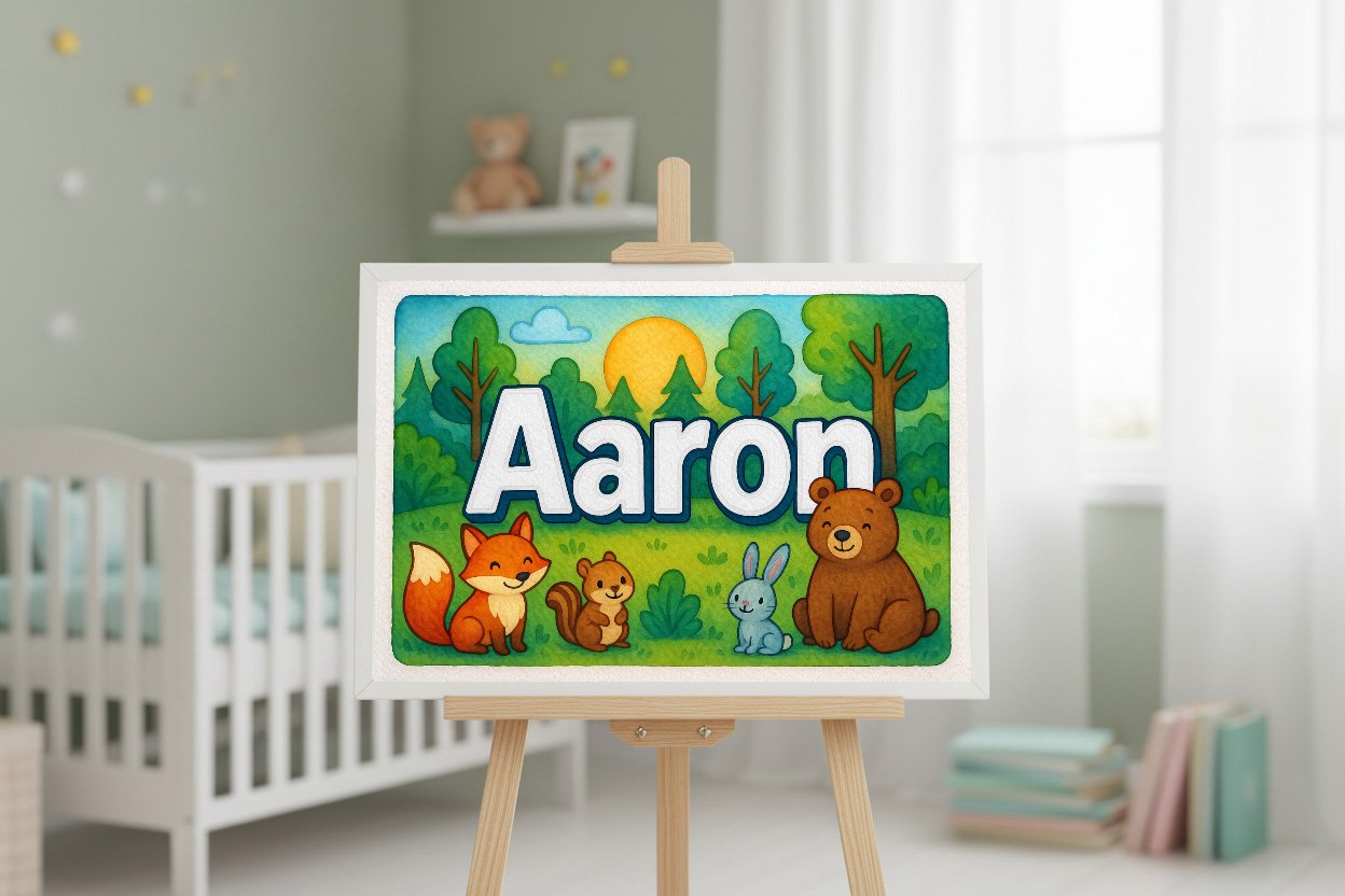 Aaron Personalized Name Wall Art Print Forest Animals Custom