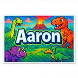 Adventurous personalized dinosaur name art for Aaron