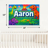 Adventurous personalized dinosaur name art for Aaron