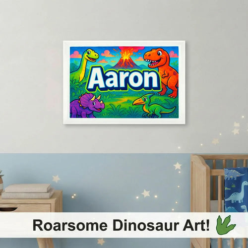 Adventurous aaron Dinosaur Adventure Name Art
