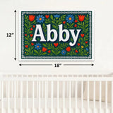 Abby Name Art - Floral Farmhouse personalized wall print for kids