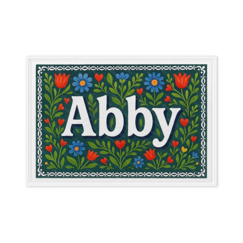 Abby Name Art - Floral Farmhouse personalized wall print for kids