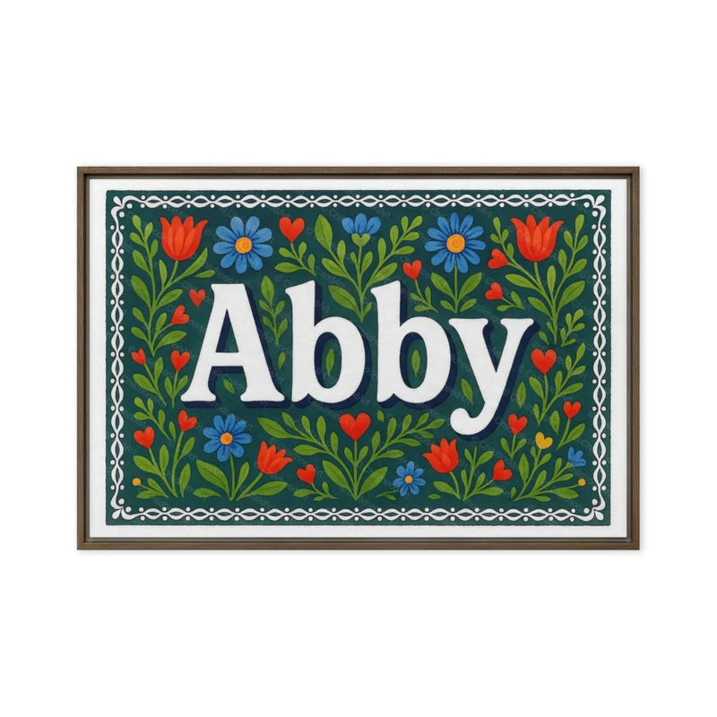 Abby Name Art - Floral Farmhouse personalized wall print for kids