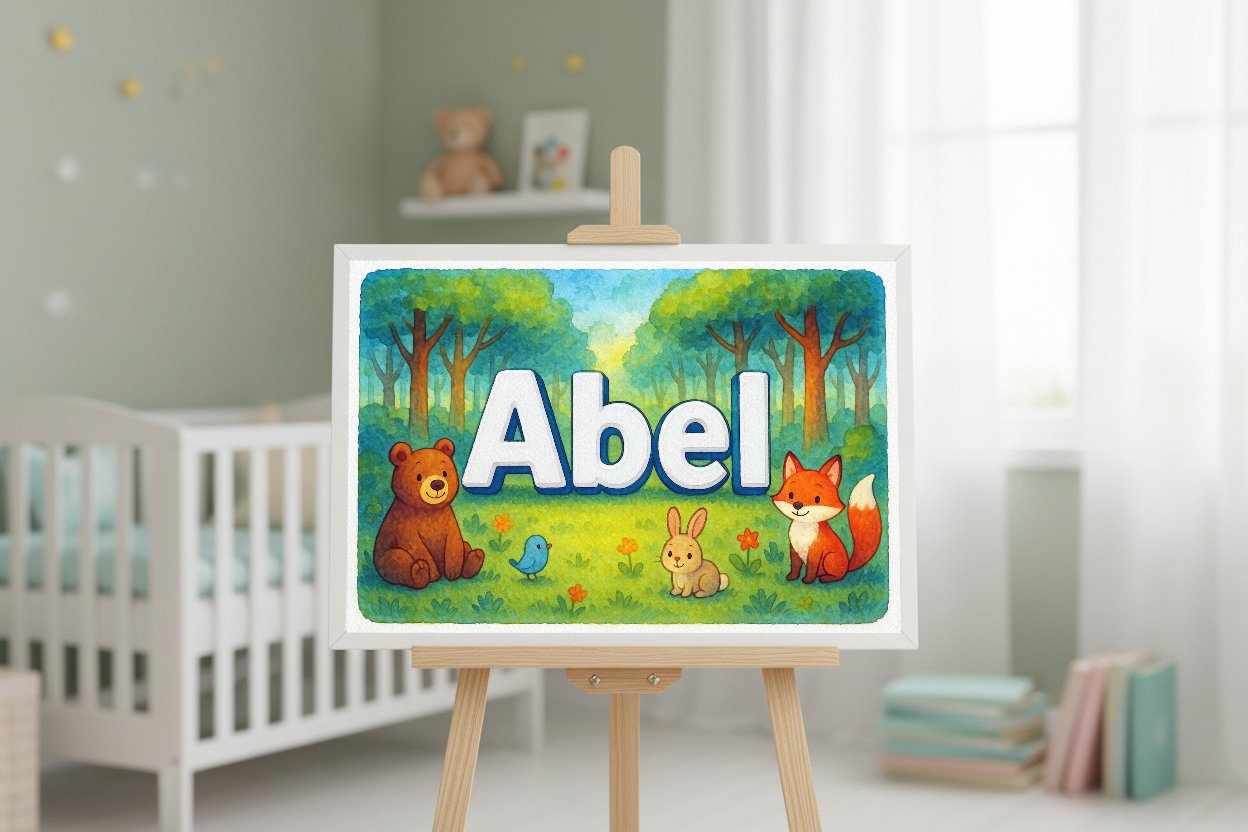 Abel Name Art Forest Friends