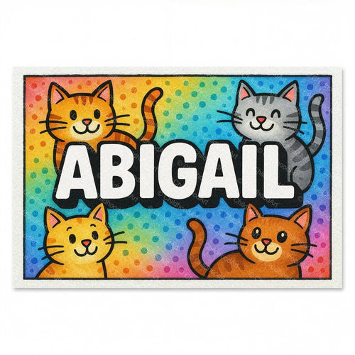Playful personalized cat name art for Abigail