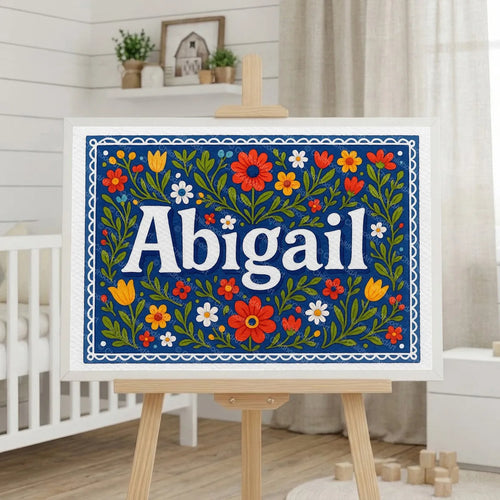 Calm personalized name art for Abigail