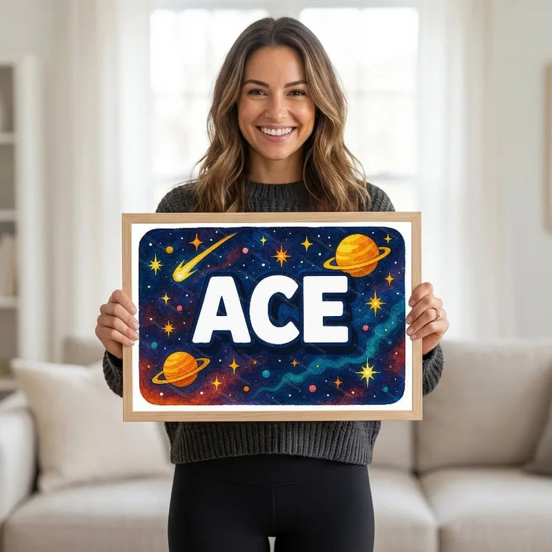 Adventurous personalized space name art for Ace