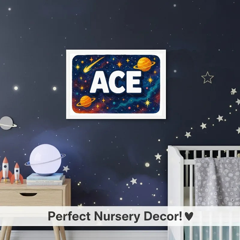 Adventurous personalized space name art for Ace