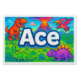 Adventurous personalized dinosaur name art for Ace