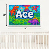 Adventurous personalized dinosaur name art for Ace