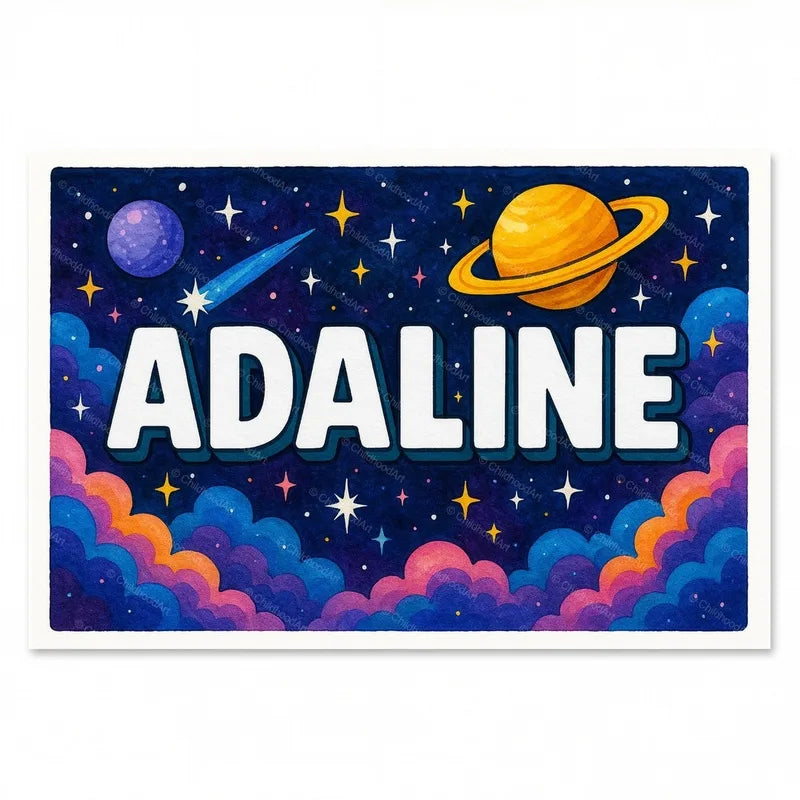 Adventurous personalized space name art for Adaline