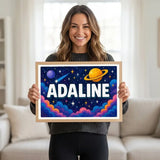 Adventurous personalized space name art for Adaline