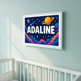 Adventurous personalized space name art for Adaline