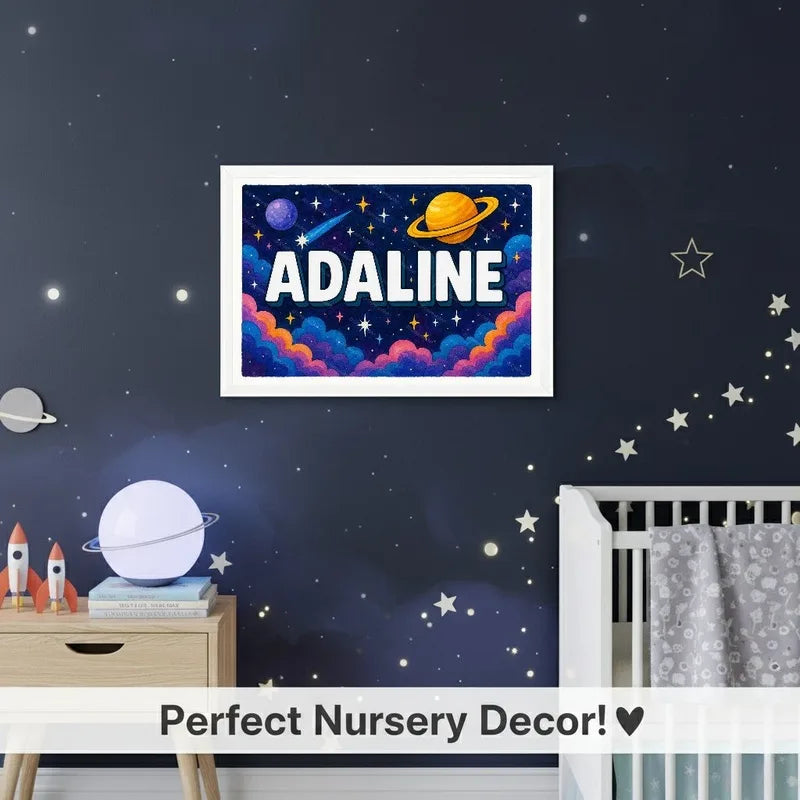 Adventurous personalized space name art for Adaline