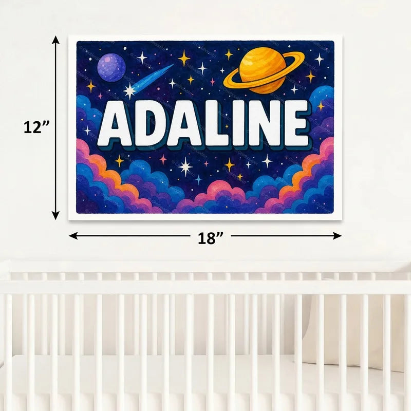 Adventurous personalized space name art for Adaline