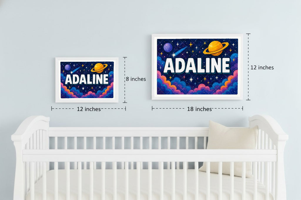 Personalized space nursery art for kids – Adaline name print
