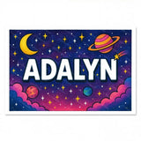 Adventurous personalized space name art for Adalyn