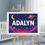Adventurous personalized space name art for Adalyn