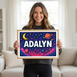 Adventurous personalized space name art for Adalyn