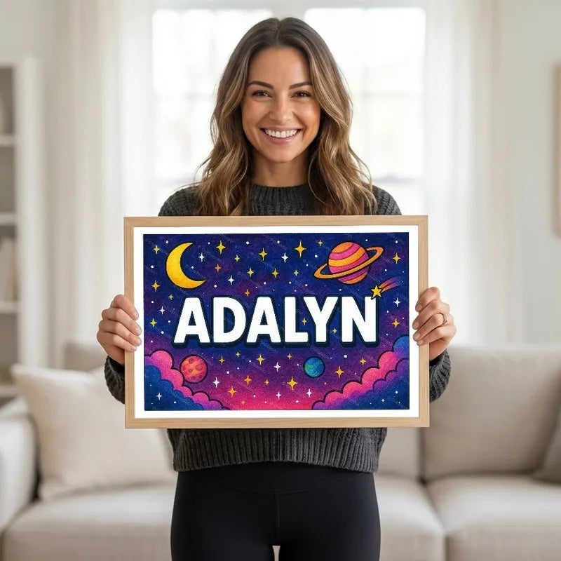 Adventurous personalized space name art for Adalyn