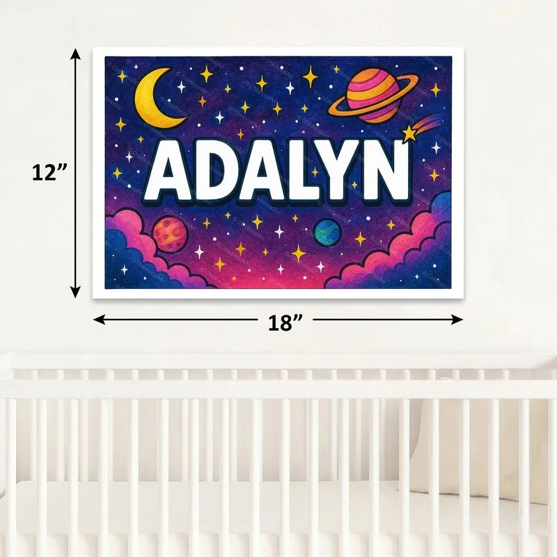 Adventurous personalized space name art for Adalyn