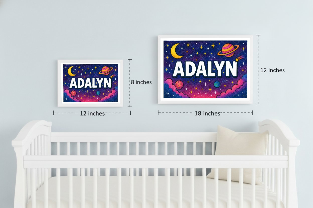 Personalized space nursery art for kids – Adalyn name print