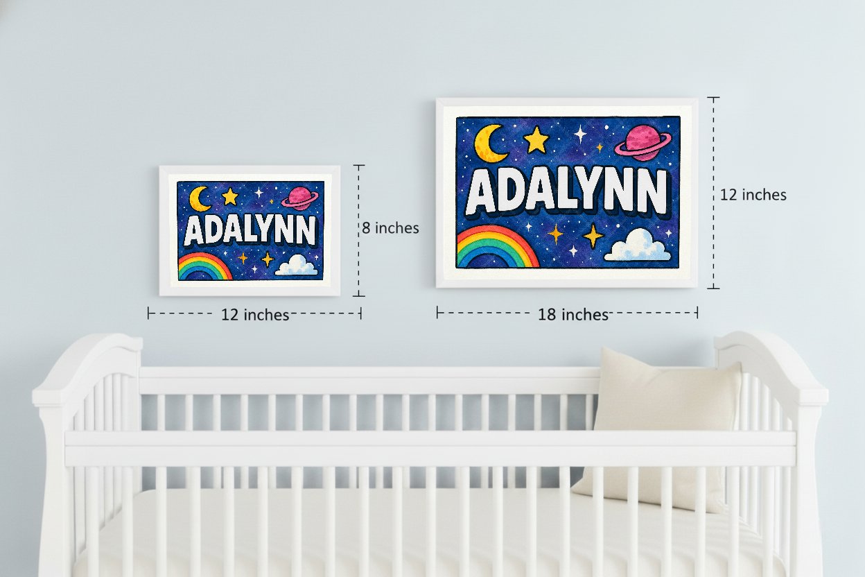 Personalized space nursery art for kids – Adalynn name print