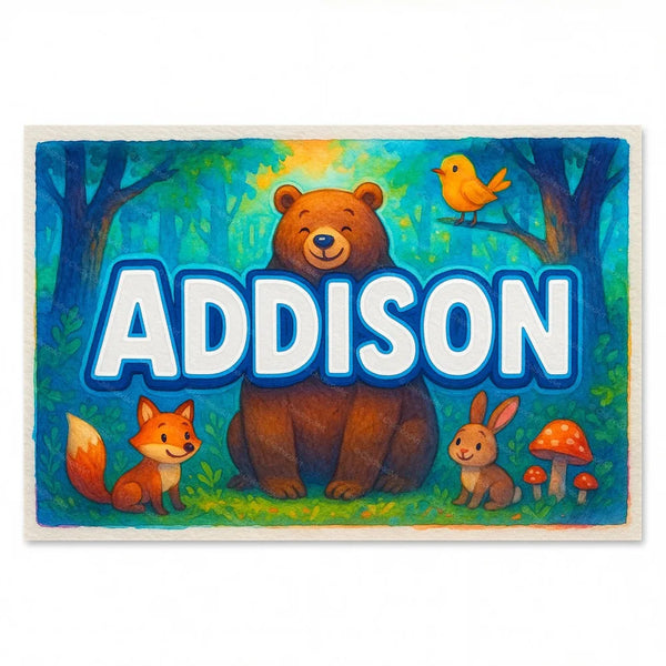 Addison Personalized Forest Friends Art