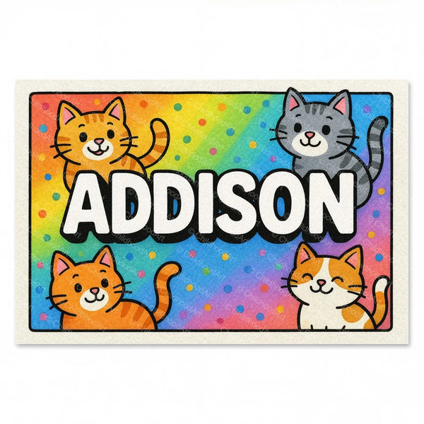 Addison Colorful Cats Name Art