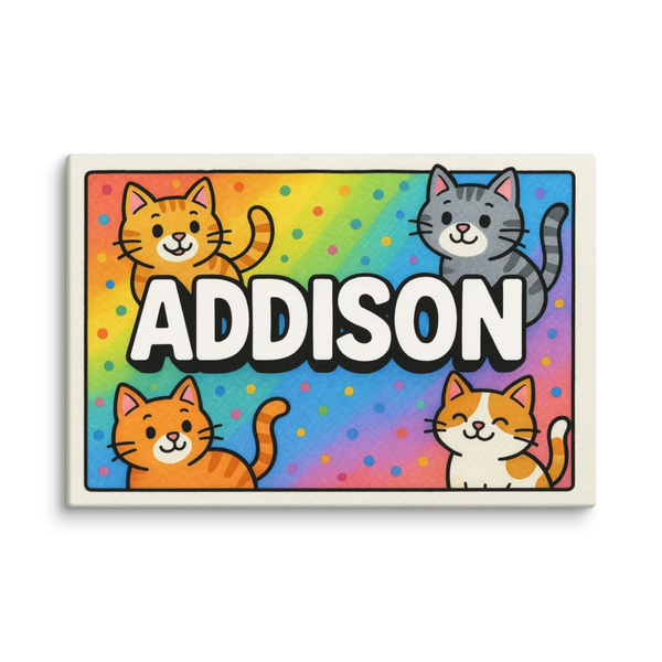 Addison name design — Colorful cats theme print for kids
