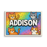 Addison Name Art - Colorful Cats personalized wall print for kids