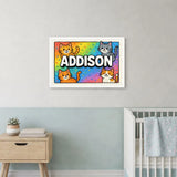 Addison Name Art - Colorful Cats personalized wall print for kids