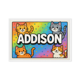 Addison Name Art - Colorful Cats personalized wall print for kids