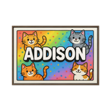 Addison Name Art - Colorful Cats personalized wall print for kids