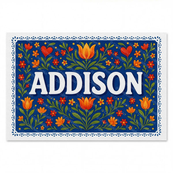 Addison Floral Farmhouse Name Art