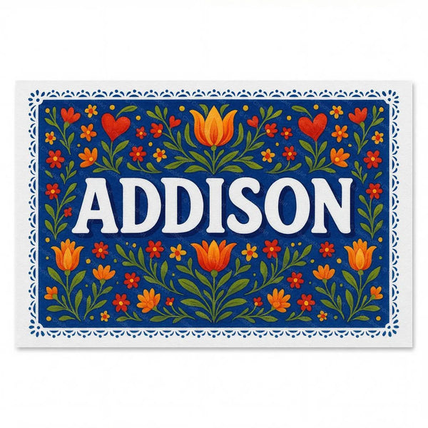 Personalized Addison name art print in the Floral farmhouse style