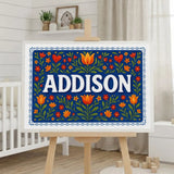 Addison Name Art - Floral Farmhouse personalized wall print for kids