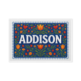 Addison Name Art - Floral Farmhouse personalized wall print for kids